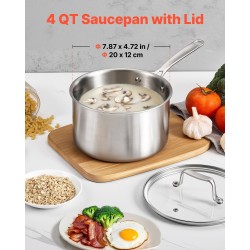 Kasari pinnoitteeton 304-ruostumaton teräs 3,8 l lasikansi induktiolle