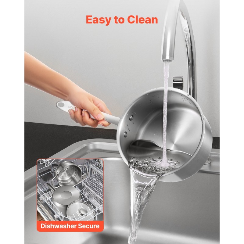 Pinnoitteeton ruostumaton teräskasari pieniin arjen ruokiin höyrystinkerroksella lasikannella