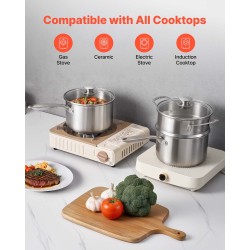 Pinnoitteeton ruostumaton teräskasari pieniin arjen ruokiin höyrystinkerroksella lasikannella