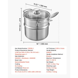Pinnoitteeton ruostumaton teräskasari pieniin arjen ruokiin höyrystinkerroksella lasikannella