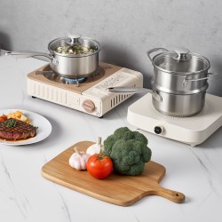 Kasari 1.5QT pinnoitteeton ruostumaton teräs höyrytysosalla lasikannulla uuninkestävä