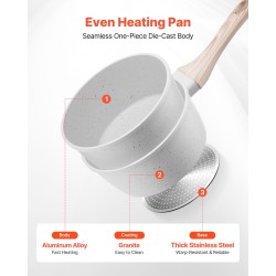 Kastikekattila 16 cm alumiiniseos maifan kivipinnoite irrotettava kahva induktiolle yhteensopiva