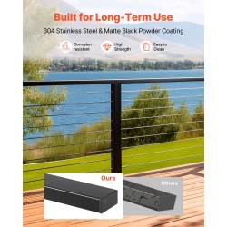 Käsijohdesarja 4 kpl 304-ruostumatonta terästä 198 cm mattamusta