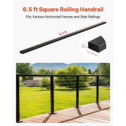 Käsijohde 304-ruostumattomasta teräksestä 1981 mm mattamusta sisä- ja ulkokäyttöön