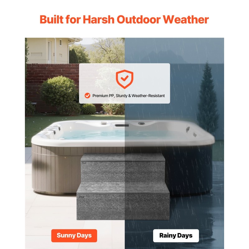 Allasporras 2-askelmainen HIPS-muovi ulkokäyttöön 635 mm leveä grafiitinharmaa