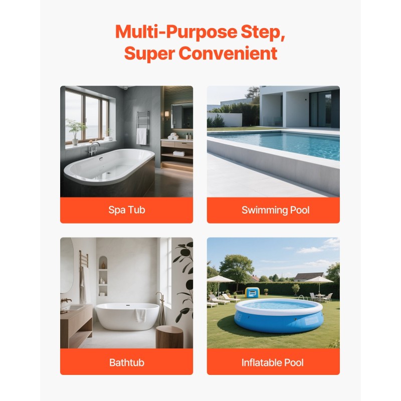 Allasporras 2-askelmainen HIPS-muovi ulkokäyttöön 635 mm leveä grafiitinharmaa