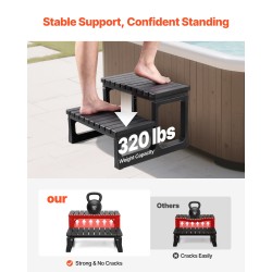 Allasporras kahdella askelmalla polypropeeni ja lasikuitu musta sopii porealtaille ja ulkokäyttöön