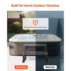 Allasporras kahdella askelmalla polypropeeni ja lasikuitu musta sopii porealtaille ja ulkokäyttöön