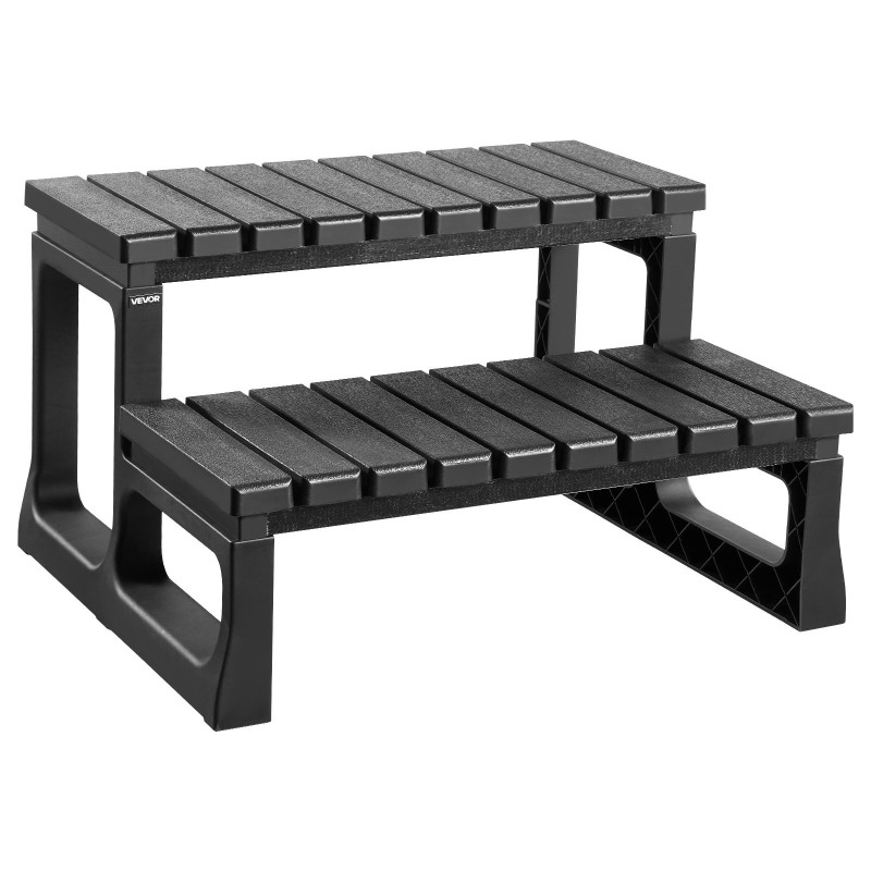 Allasporras kahdella askelmalla polypropeeni ja lasikuitu musta sopii porealtaille ja ulkokäyttöön