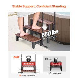 Kylpytynnyrin 3-portainen säänkestävä porras käsijohteella 249 kg kantavuus