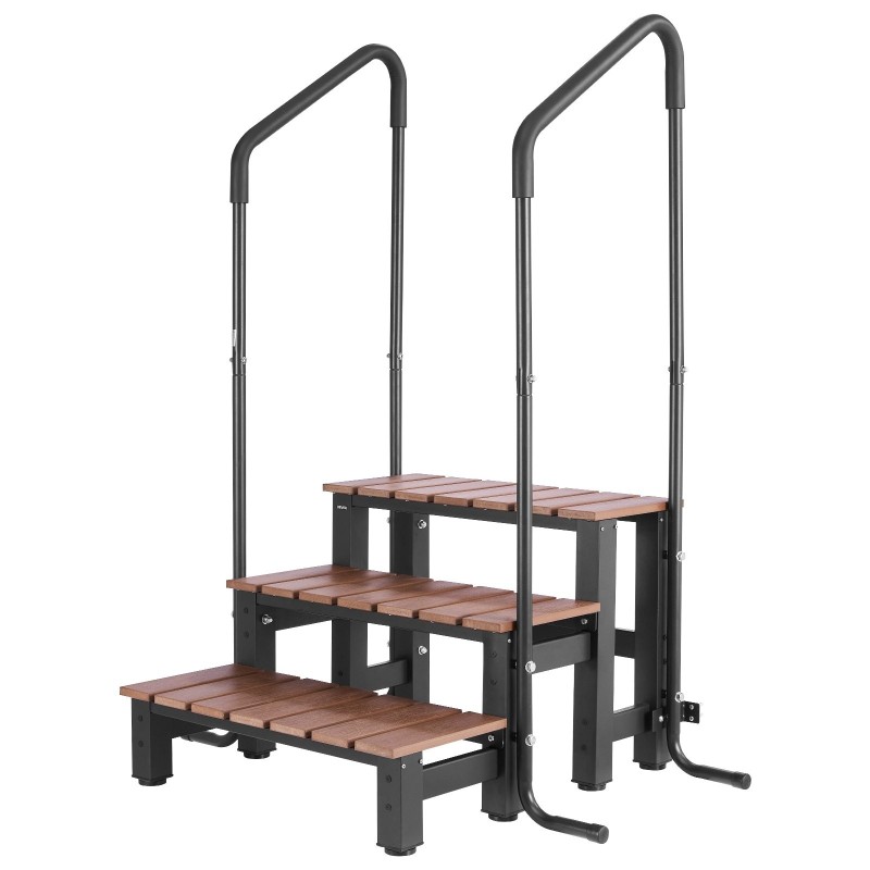 Kylpytynnyrin 3-portainen säänkestävä porras käsijohteella 249 kg kantavuus