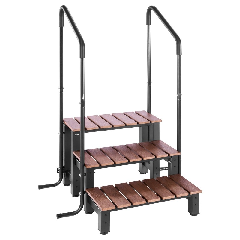 Kylpytynnyrin 3-portainen säänkestävä porras käsijohteella 249 kg kantavuus