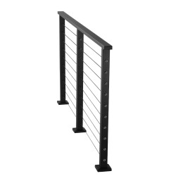 Kaidepakkaus 304 ruostumaton teräs 1981 mm 3 pylvästä 25 m kaapeli mattamusta