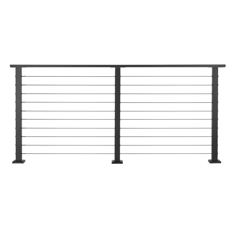 Kaidepakkaus 304-ruostumaton teräs 1981 mm 3 pylvästä 25 m kaapeli mattamusta