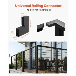 Kaidekulmaliittimet POM 2 kpl mattamusta sopii 2 x 1-tuuman kaideprofiileille