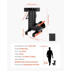 Rakettityyppinen retkikeitin hiiliteräs nettopaino 5,88 kg puulla toimiva kantolaukku sivukahvat