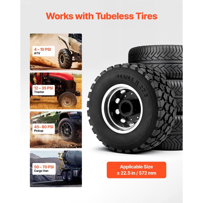 Renkaan istutuslaite 18,9 l hiiliteräksinen säiliö putkettomille renkaille enintään 22,5 tuumaa