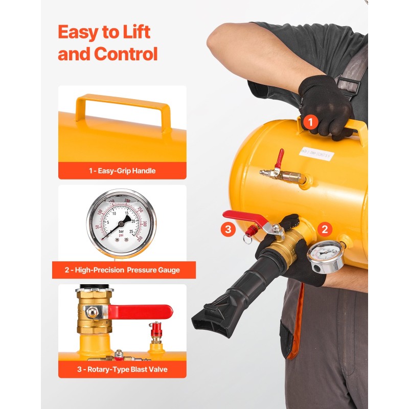 Renkaan reunojen täyttölaite 18,9 l hiiliteräs raskaaseen käyttöön