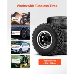 Renkaan helmenistutuslaite 8 L hiiliterässäiliö sopii putkettomille renkaille enintään 21 tuumaa