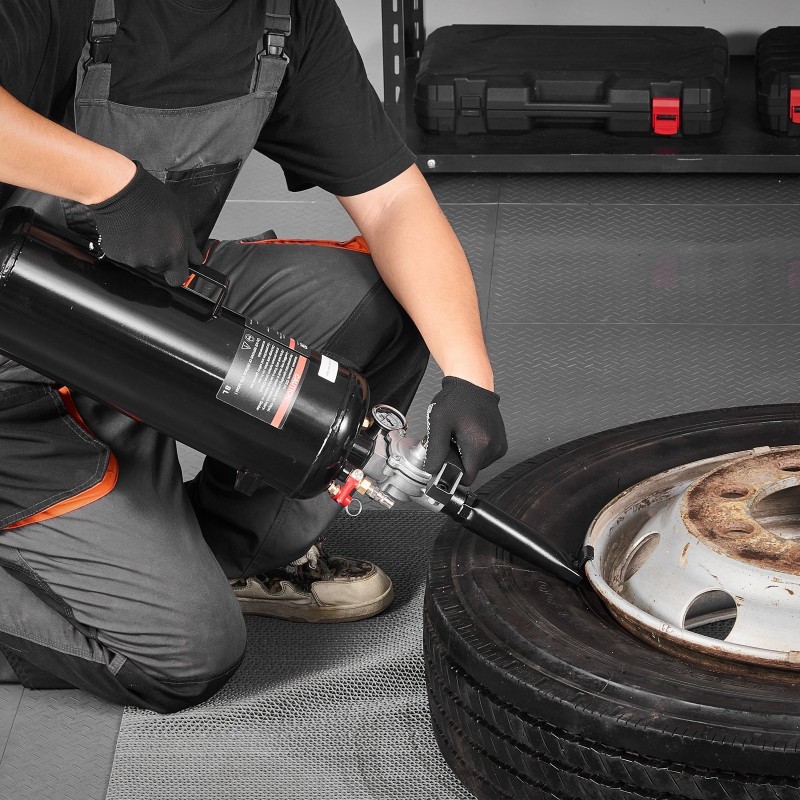 Renkaan helmenistutuslaite 8 L hiiliterässäiliö sopii putkettomille renkaille enintään 21 tuumaa