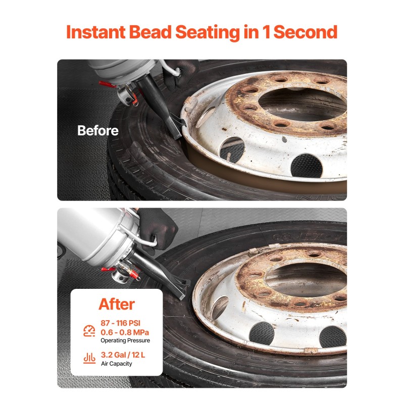 Rengashelman asetin 12 L alumiiniseoksinen kannettava putkittomille renkaille