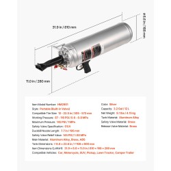 Rengashelman asetin 12 L alumiiniseoksinen kannettava putkittomille renkaille