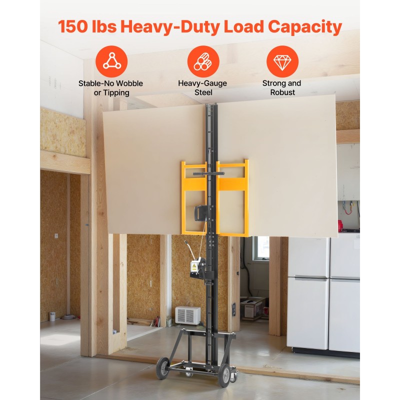 Kipsilevyjen nostoalusta teräs 68 kg maksimilevykoko 1219 x 4878 mm pyörillä
