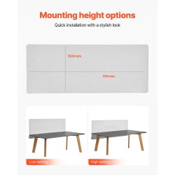 Pöytäseinäke PET-paneelilla hiiliteräsrunko 1524 x 610 mm