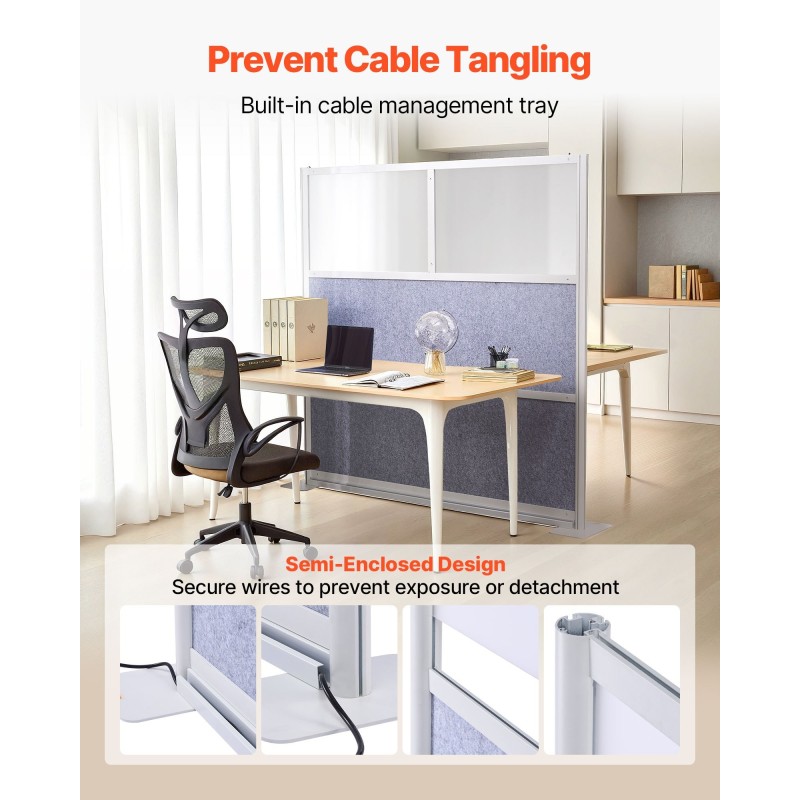 Modulaarinen toimistoseinäke PET-paneeleilla 1778 x 1778 mm huurretuilla akryyli-ikkunoilla