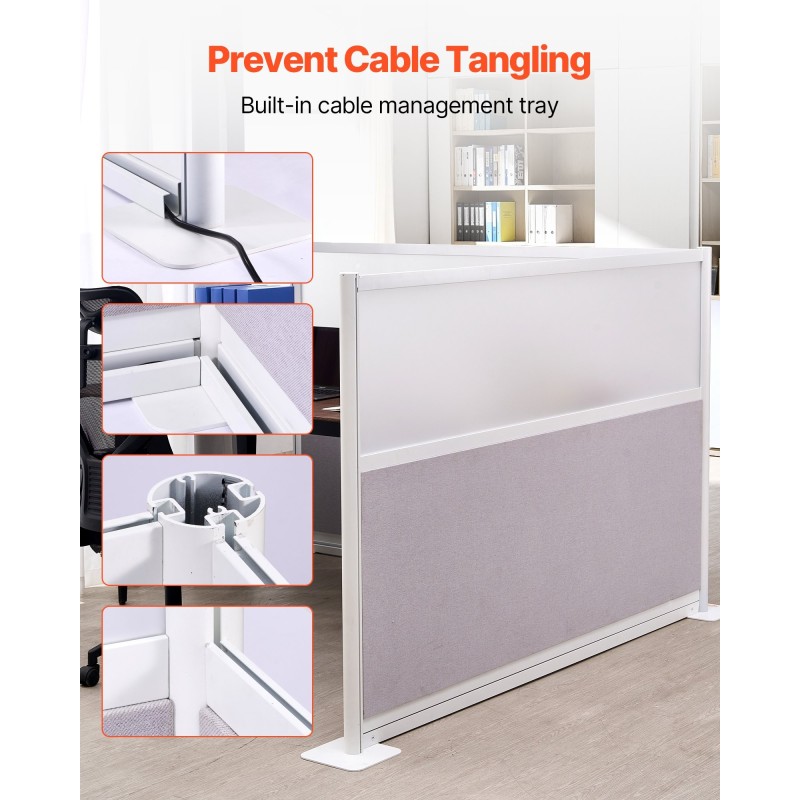 Työpisteväliseinät 2 kpl 1830 x 1220 mm kaksikerroksinen PET-kangaspinta huurretuilla akryyli-ikkunoilla