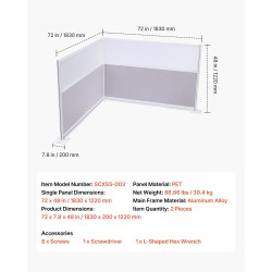 Työpisteväliseinät 2 kpl 1830 x 1220 mm kaksikerroksinen PET-kangaspinta huurretuilla akryyli-ikkunoilla