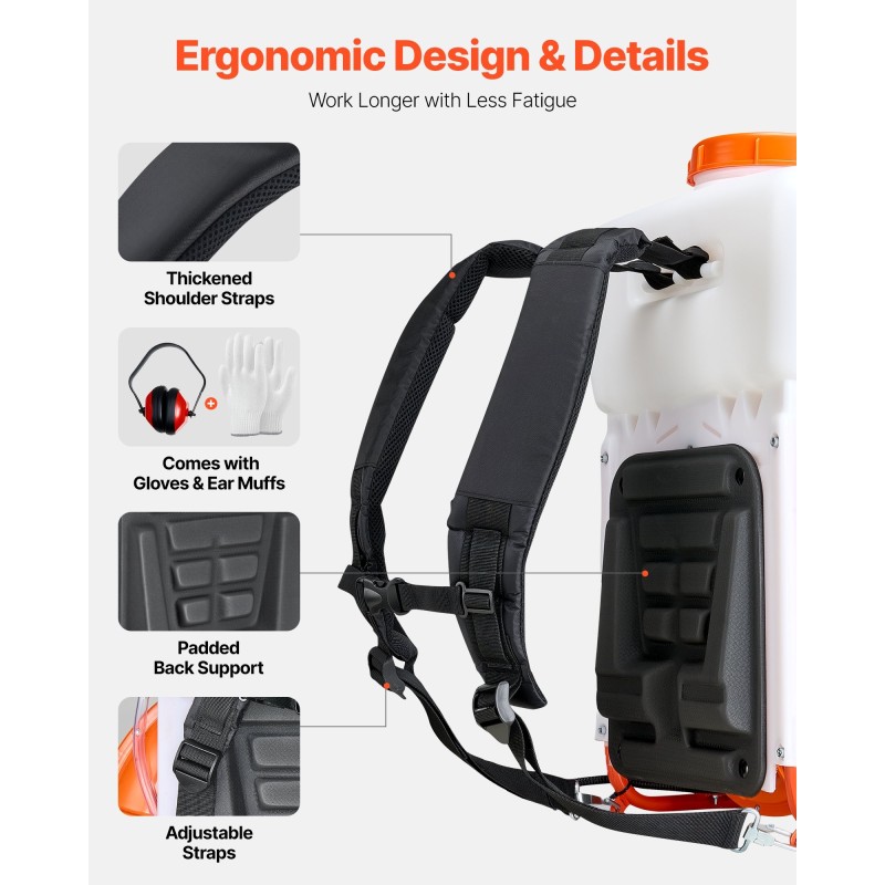 Reppusumutin 63 cm3 2,1 kW bensiinimoottori 16L säiliö jauhe- ja nestesumutukseen