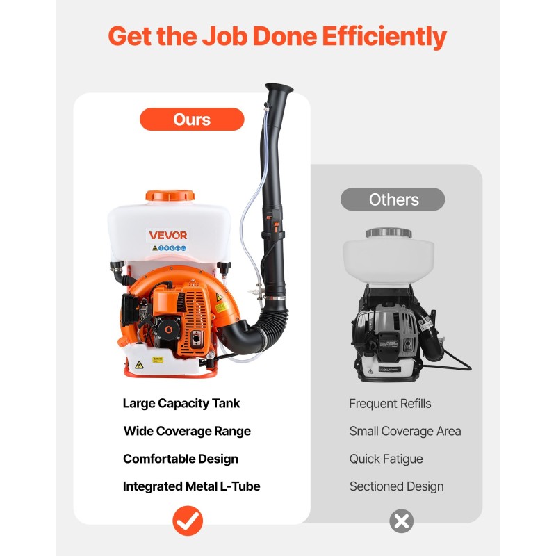 Reppusumutin 63 cm3 2,1 kW bensiinimoottori 16L säiliö jauhe- ja nestesumutukseen