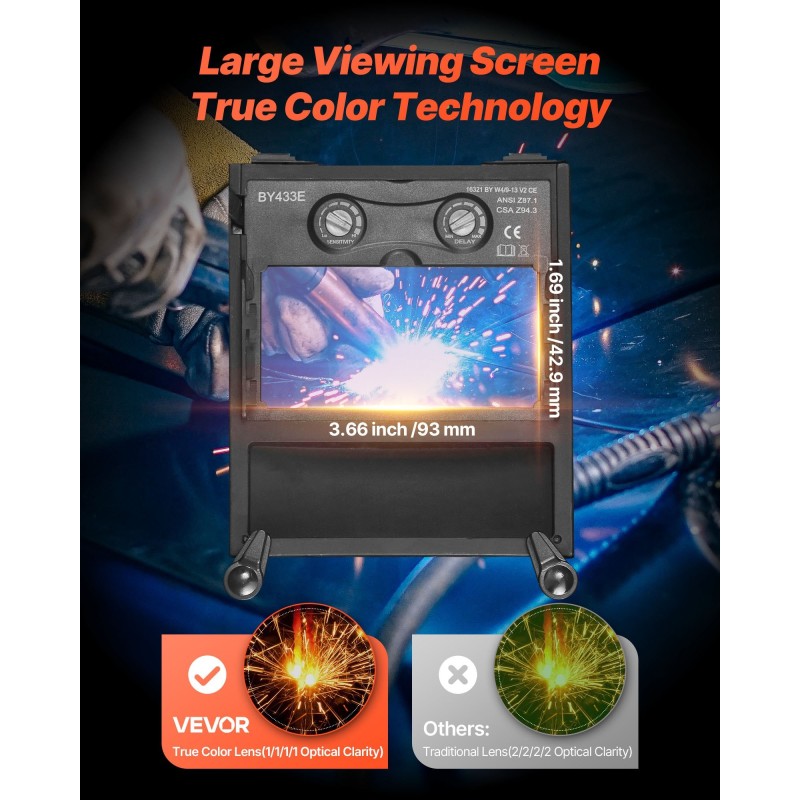 Hitsausmaski PP-muovinen automaattitummennus DIN 4/9-13 katselualue 93 x 43 mm kaksi kaarentunnistinta