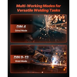 Hitsausmaski PP-muovinen automaattitummennus DIN 4/9-13 katselualue 93 x 43 mm kaksi kaarentunnistinta