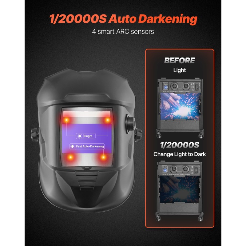 Hitsausmaski automaattisesti tummuva DIN 4/5–9/9–13 suuri katselualue luonnollinen värintoisto