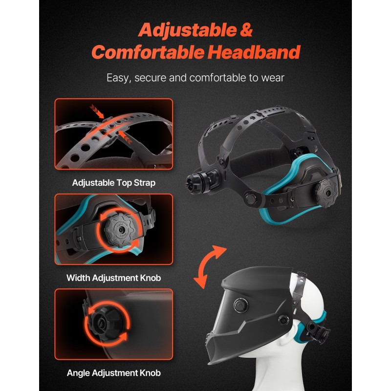 Automaattisesti tummuva hitsausmaski 100 x 80 mm luonnollinen värintoisto säädettävä tummennus