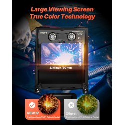 Automaattisesti tummuva hitsausmaski 100 x 80 mm näkymäalue DIN 4/5–9/9–13 4 anturia