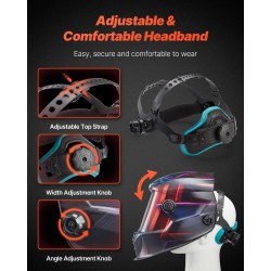 Automaattisesti tummuva hitsausmaski 100 x 80 mm näkymäalue DIN 4/5–9/9–13 4 anturia