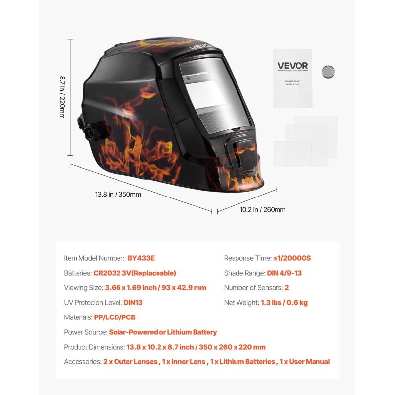 Hitsausmaski automaattitummennus DIN 4/9–13 luonnollinen värintoisto 2 anturia