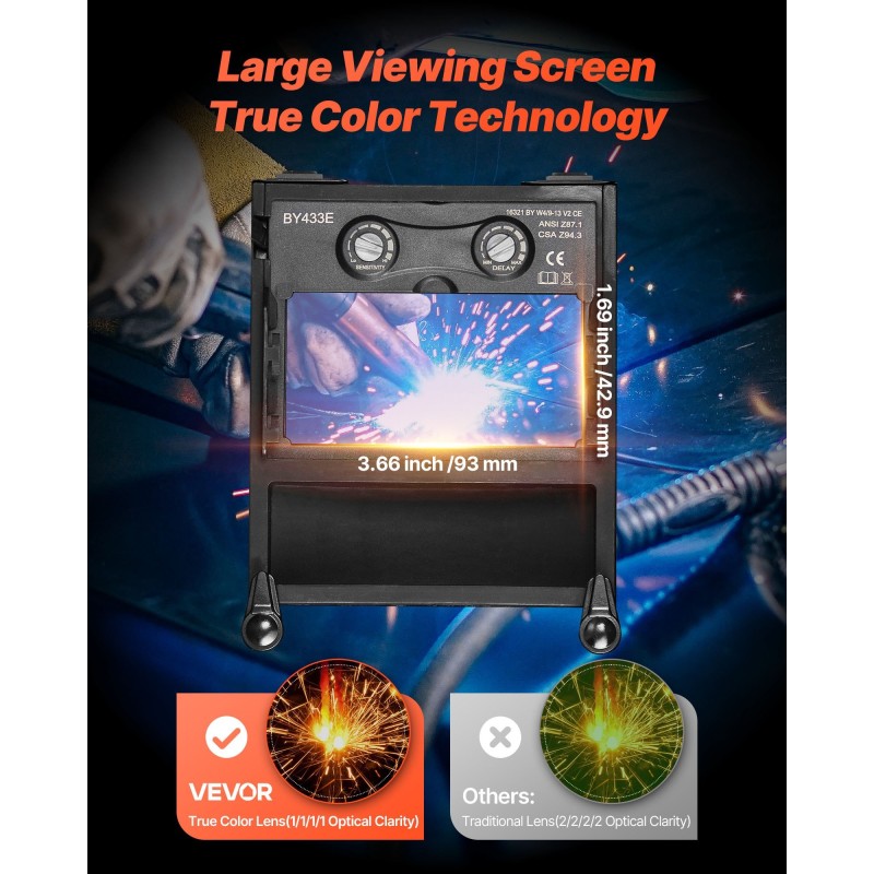 Automaattisesti tummuva hitsausmaski polypropeeni 93 x 43 mm DIN 4/9–13