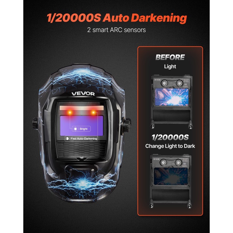 Automaattisesti tummuva hitsausmaski polypropeeni 93 x 43 mm DIN 4/9–13