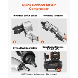 Pneumaattinen jakorakenteinen teräsvannelaite 19 mm 0,8–1,2 mm 8500 N