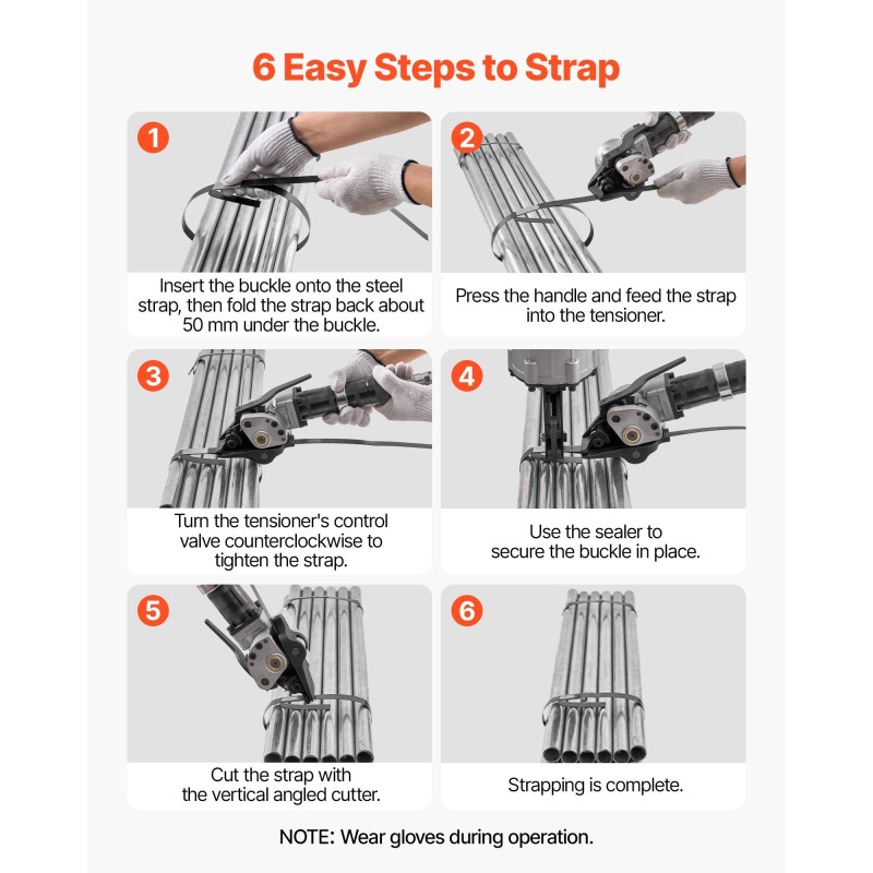 Pneumaattinen jakorakenteinen teräsvannelaite 19 mm 0,8–1,2 mm 8500 N