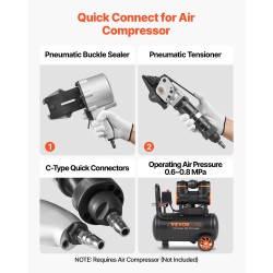 Pneumaattinen teräsvannekiristin ja sulkija alumiiniseosrunko 32 millimetriä leveille vanteille 8500 newtonin