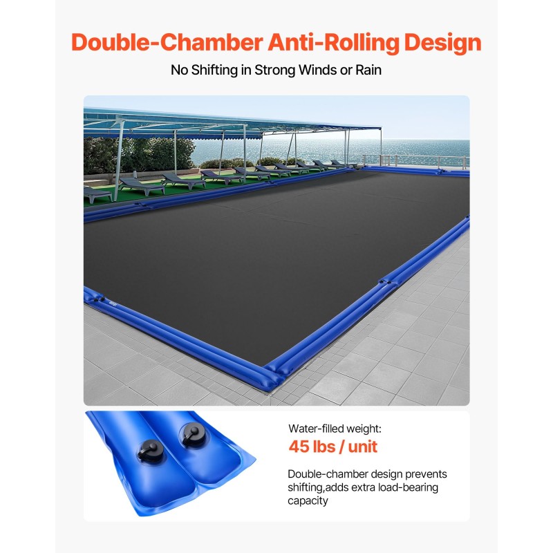 Altaan suojapeitteen PVC vesipussit 12 kpl kaksikammioiset 2380×300 mm