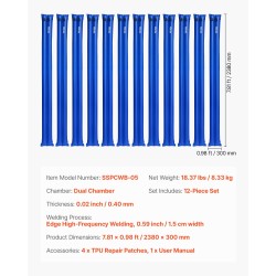 Altaan suojapeitteen PVC vesipussit 12 kpl kaksikammioiset 2380×300 mm