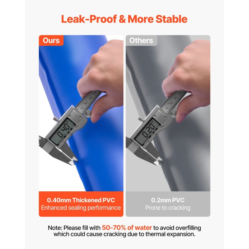 Vesipussit PVC-muoviset 0,40 mm 1210 x 220 mm 6 kpl maauimalan suojapeitteelle