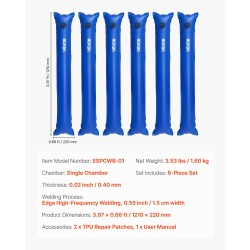 Vesipussit PVC-muoviset 0,40 mm 1210 x 220 mm 6 kpl maauimalan suojapeitteelle