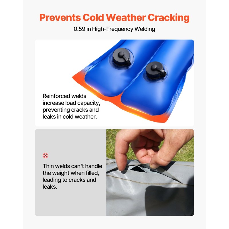 Allaspeitteen vesipussit 5 kpl kaksikammioiset PVC-muovi 3 m talvikäyttöön